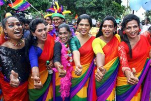 Chennai: Lesbian, Gays, Bi-Sexual and Transgenders (LGBT) people along with their supporters take part in Chennai Rainbow Pride walk to mark the 10th year celebrations, in Chennai on Sunday, June 24, 2018. (PTI Photo)(PTI6_24_2018_000130B)