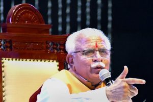 Rohtak: Haryana Chief Minister Manohar Lal interacts with the youths at a programme, in Rohtak on Sunday, June 3, 2018. (PTI Photo) (PTI6_3_2018_000132B)
