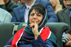 **FILE PHOTO** Jammu: In this file photo dated March 4, 2017, Jammu and Kashmir Chief Minister Mehbooba Mufti looks on during the Red Cross Mela at Gulshan Ground in Jammu. BJP on Tuesday, June 19, 2018, has pulled out of the alliance government with Mehbooba Mufti-led People's Democratic Party in Jammu & Kashmir. (PTI Photo) (PTI6_19_2018_000085B)