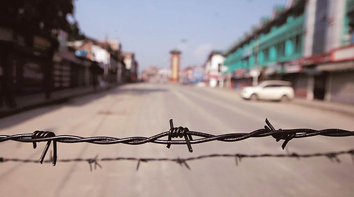 A deserted road in Srinagar on Monday. Restrictions were in force across Kashmir and in several parts of Jammu. (REUTERS/Danish Ismail)