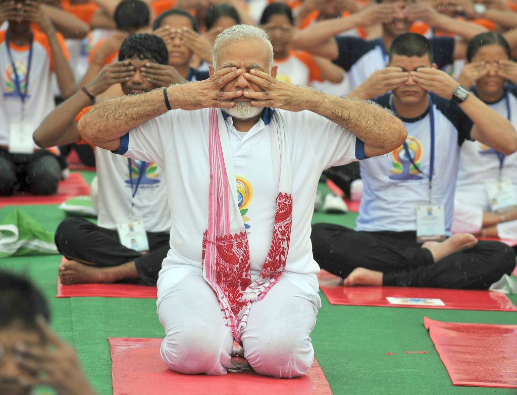 The Prime Minister, Shri Narendra Modi participates in the mass yoga demonstration at the Ramabai Ambedkar Maidan, on the occasion of the 3rd International Day of Yoga - 2017, in Lucknow on June 21, 2017.