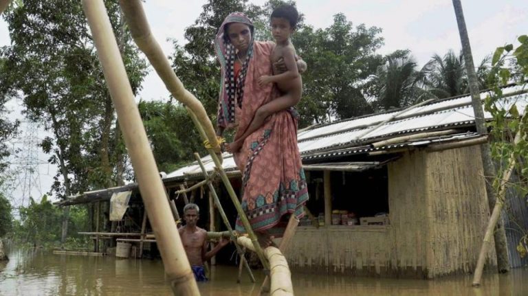 Bamboo Bridge at Ramkrishana Nagar Village in Karimganj district Assam PTI