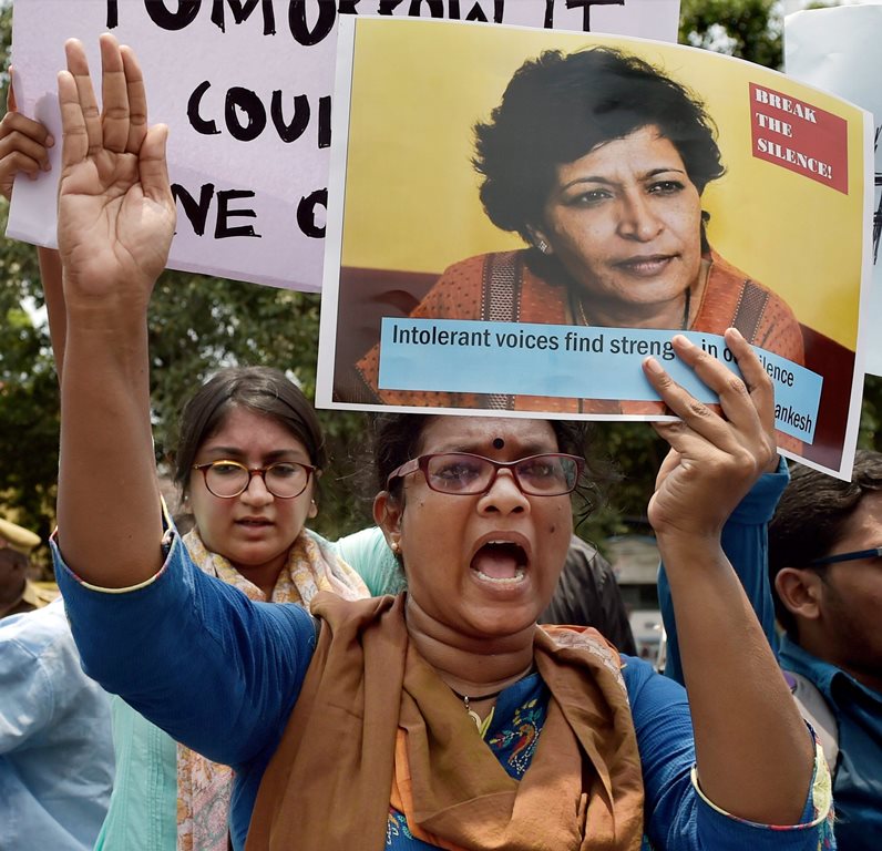 Protest in Chennai Gauri Lakesh Murder PTI