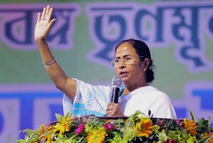 Howrah: West Bengal Chief Minister and Trinamool Congress supremo Mamata Banerjee addresses during Youth Trinamool Congress rally at Damurjala Stadium in Howrah district of West Bengal on Friday. PTI Photo(PTI2_2_2018_000146B)