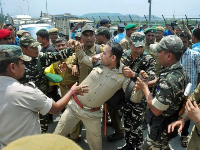 Assam SPO-personnel-attempt-to-jump-into-Brahmaputra eenadu