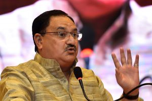 New Delhi: Minister for Health and Family Welfare J P Nadda speaks during the workshop on industries issues on road safety, in New Delhi on Thursday. PTI Photo by Kamal Singh(PTI4_26_2018_000051B)