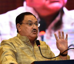 New Delhi: Minister for Health and Family Welfare J P Nadda speaks during the workshop on industries issues on road safety, in New Delhi on Thursday. PTI Photo by Kamal Singh(PTI4_26_2018_000051B)