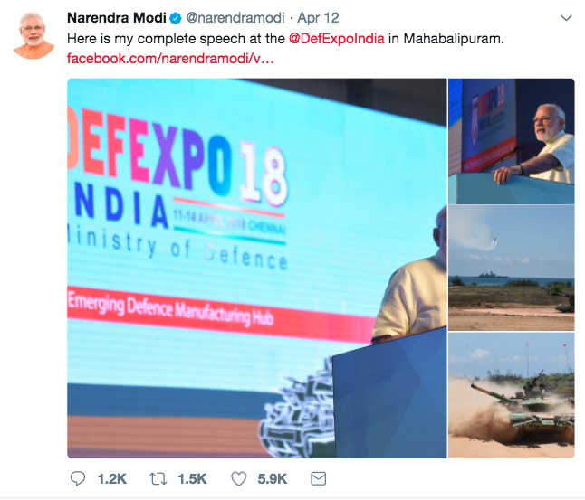 Modi Tweet Defence Expo