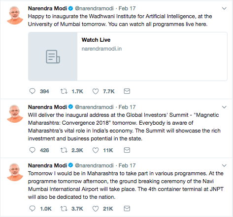 Modi Tweet Maharashtra Institute