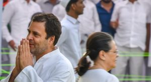 New Delhi: Congress President Rahul Gandhi and Sonia Gandhi after paying tribute to former prime minister Rajiv Gandhi on his 27th death anniversary, at his memorial 'Vir Bhumi' in New Delhi on Monday. (PTI Photo / Shahbaz Khan)(PTI5_21_2018_000019B)