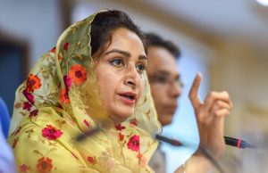 New Delhi: Union Minister for Food Processing Industries Harsimrat Kaur Badal addresses a press conference on the achievements of her ministry in the past four years, in New Delhi on Monday, June 4, 2018. (PTI Photo/Atul Yadav) (PTI6_4_2018_000100B)