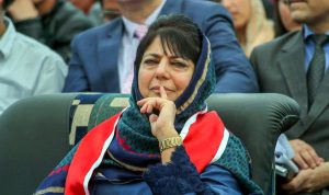 **FILE PHOTO** Jammu: In this file photo dated March 4, 2017, Jammu and Kashmir Chief Minister Mehbooba Mufti looks on during the Red Cross Mela at Gulshan Ground in Jammu. BJP on Tuesday, June 19, 2018, has pulled out of the alliance government with Mehbooba Mufti-led People's Democratic Party in Jammu & Kashmir. (PTI Photo) (PTI6_19_2018_000085B)