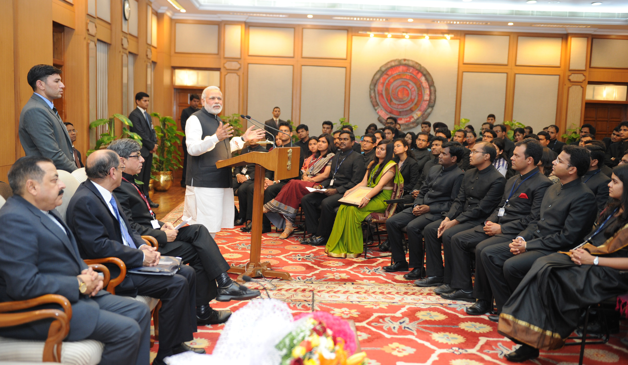 The IAS Probationers calls on the Prime Minister, Shri Narendra Modi, in New Delhi on February 16, 2015.  The Minister of State for Development of North Eastern Region (I/C), Prime Ministers Office, Personnel, Public Grievances & Pensions, Department of Atomic Energy, Department of Space, Dr. Jitendra Singh is also seen.