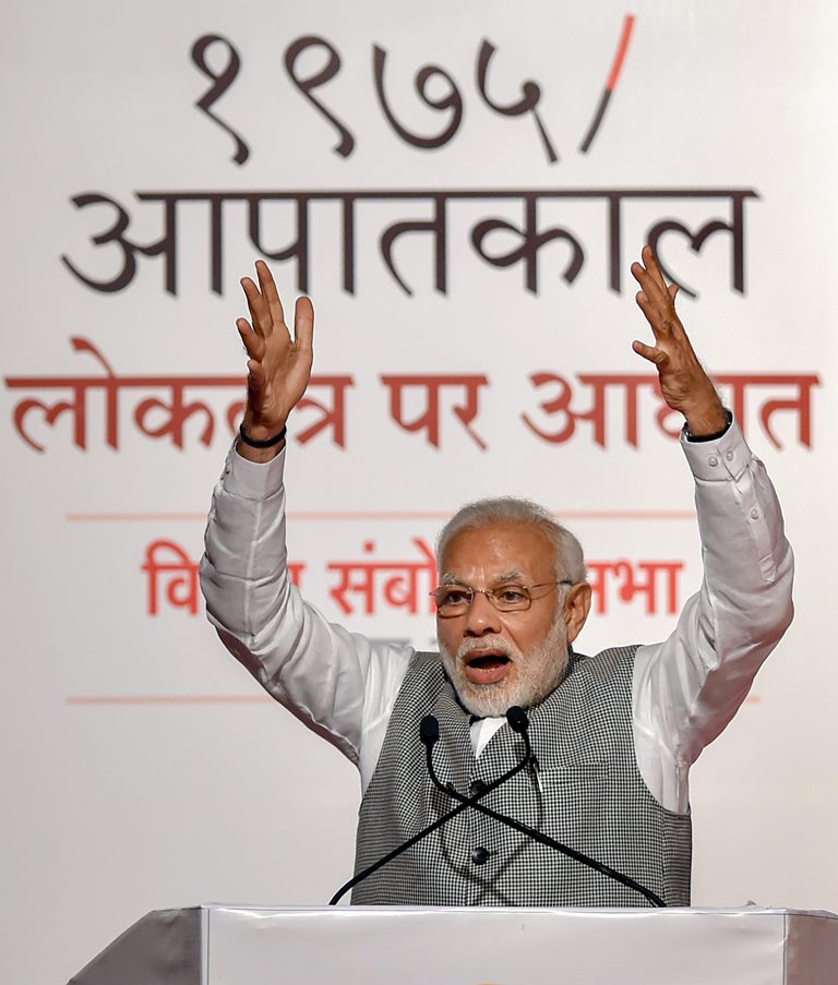 Mumbai: Prime Minister Narendra Modi speaks during a BJP function, in Mumbai on Tuesday, June 26, 2018. (PTI Photo/Mitesh Bhuvad) (PTI6_26_2018_000138B)