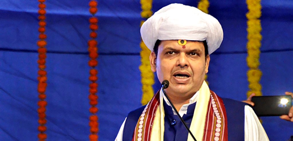 Pune: Maharashtra Chief Minister Devendra Fadnavis addresses after 'ground-breaking' ceremony of Krantiveer Chaphekar National Museum, at Chinchwad in Pune on Monday, July 23, 2018. (PTI Photo) (PTI7_23_2018_000095B)