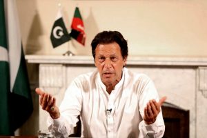 Islamabad : In this photo provided by the office of Pakistan Tehreek-e-Insaf party, Pakistani politician Imran Khan, chief of Pakistan Tehreek-e-Insaf party, delivers his address in Islamabad, Pakistan, Thursday, July 26, 2018. Khan declared victory Thursday for his party in the country's general elections, promising a "new" Pakistan following a vote that was marred by allegations of fraud and militant violence. AP/PTI(AP7_26_2018_000266B)