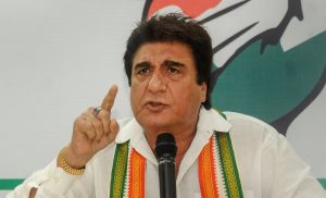Lucknow: UPCC President Raj Babbar addresses a press conference at the party office in Lucknow on Monday, July 30, 2018. (PTI Photo/Nand Kumar) (PTI7_30_2018_000136B)