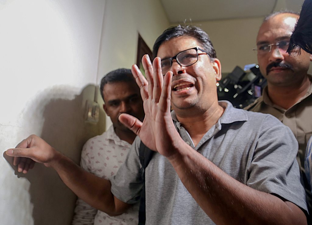 Mumbai: Arun Ferreira, a human rights activist and lawyer, after he was arrested by the Pune police in connection with Bhima Koregaon violence case, in Mumbai on Tuesday, August 28, 2018. (PTI Photo)(PTI8_28_2018_000178B)