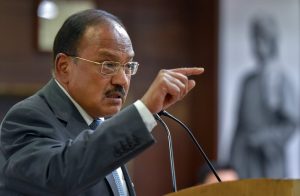New Delhi: National Security Adviser (NSA) Ajit Doval gestures as he addresses at a book release function on 'Sardar Patel', in New Delhi on Tuesday, Sept4, 2018. (PTI Photo/Kamal Kishore) (PTI9_4_2018_000122B)