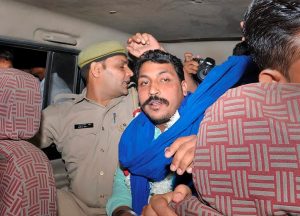 Saharanpur: Bhim Army chief Chandrashekhar Azad being released from Saharanpur Jail, in Saharanpur, Friday, Sept 14, 2018. Azad was arrested from Himachal Pradesh's Dalhousie in June last year in connection with the May 5 caste violence in which one person was killed and 16 others were injured at Shabbirpur village in Saharanpur. (PTI Photo) (PTI9_14_2018_000121B)