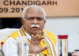 Chandigarh: Haryana Chief Minister Manohar Lal Khattar addresses a press conference, in Chandigarh, Thursday, Sept 13, 2018. (PTI Photo)(PTI9_13_2018_000093B)