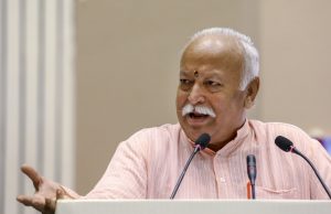 New Delhi: RSS chief Mohan Bhagwat speaks on the 2nd day at the event titled 'Future of Bharat: An RSS perspective', in New Delhi, Tuesday, Sept 18, 2018. (PTI Photo) (PTI9_18_2018_000190B)