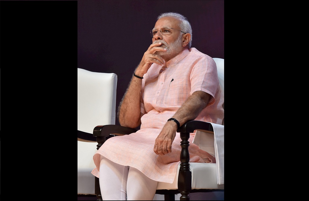 New Delhi: Prime Minister Narendra Modi looks on during the launch of India Post Payments Bank (IPPB), in New Delhi on Saturday, Sept 1, 2018. (PTI Photo/Subhav Shukla) (PTI9 1 2018 000073B)