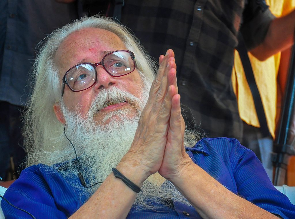 Thiruvananthapuram: Former ISRO scientist Nambi Narayanan speaks to media, in Thiruvananthapuram, Friday, Sept 14, 2018. The Supreme Court today held Narayanan was “arrested unnecessarily, harassed and subjected to mental cruelty” in a 1994 espionage case and ordered a probe into the role of Kerala police officers. (PTI Photo) (PTI9_14_2018_000100B)