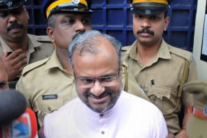 Kottayam: Rape accused Roman Catholic Bishop Franco Mulakkal released on bail ,in Kottayam on Tuesday , October 16, 2018. Bishop Franco Mulakkal, arrested over three weeks ago on allegations of repeatedly raping a nun, was released from a sub-jail near here Tuesday, a day after the Kerala High Court granted him bail. (PTI10_16_2018_000158B)