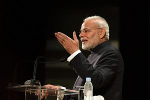 Tokyo: Prime Minister Narendra Modi addresses the Indian diaspora at an event, in Tokyo, Monday, Oct 29, 2018. (PIB Photo via PTI)(PTI10_29_2018_000024)
