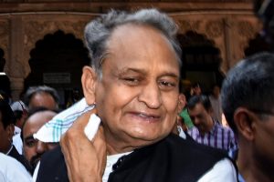 Jodhpur: Senior Congress leader and former chief minister Ashok Gehlot leaves after filing his nomination from Sardarpura constituency ahead of the state Assembly elections, in Jodhpur district, Monday, Nov. 19, 2018. (PTI Photo)(PTI11_19_2018_000161B)