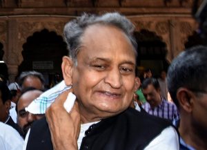 Jodhpur: Senior Congress leader and former chief minister Ashok Gehlot leaves after filing his nomination from Sardarpura constituency ahead of the state Assembly elections, in Jodhpur district, Monday, Nov. 19, 2018. (PTI Photo)(PTI11_19_2018_000161B)