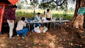 Sukma: A polling station set up undera tree during the first phase of Assembly elections in Chhattisgarh, in Sukma, Monday, Nov 12, 2018. (PTI Photo) (PTI11_12_2018_000011)