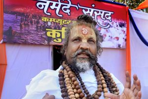 Jabalpur: Spiritual leader Namdeo das Tyagi, popularly known as 'Computer baba' talks to the media during 'Narmade Sansad' program in Jabalpur, Thursday, Nov. 22, 2018. (PTI Photo) (PTI11_22_2018_000065B)