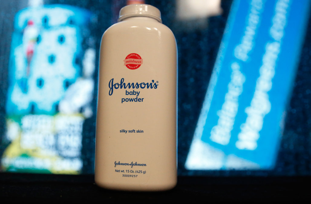 A bottle of Johnson and Johnson Baby Powder is seen in a photo illustration taken in New York, February 24, 2016. Consumers expressed concern on social media about a talc-based baby powder made by Johnson & Johnson on Wednesday after a Missouri jury ordered the company to pay $72 million in damages to the family of a woman who said her death from cancer was linked to use of the product. REUTERS/Shannon Stapleton/Illustration/File Photo