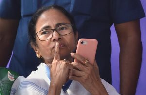 Kolkata: West Bengal Chief Minister Mamata Banerjee during a sit-in over the CBI's attempt to question the Kolkata Police commissioner in connection with chit fund scams, in Kolkata, Monday, Feb. 04, 2019. (PTI Photo/Ashok Bhaumik)(PTI2_4_2019_000159B)