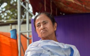 Kolkata: West Bengal Chief Minister Mamata Banerjee during a sit-in over the CBI's attempt to question the Kolkata Police commissioner in connection with chit fund scams, in Kolkata, Monday, Feb. 04, 2019. (PTI Photo/Ashok Bhaumik)(PTI2_4_2019_000163B)