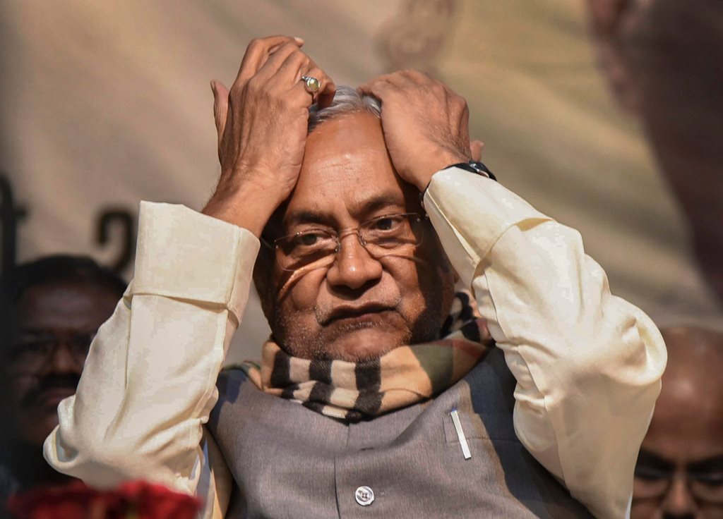 Patna: Bihar Chief Minister Nitish Kumar during a prayer meeting for former defence minister George Fernandes, in Patna, Friday, Feb 8, 2019. (PTI Photo) (PTI2_8_2019_000136B)