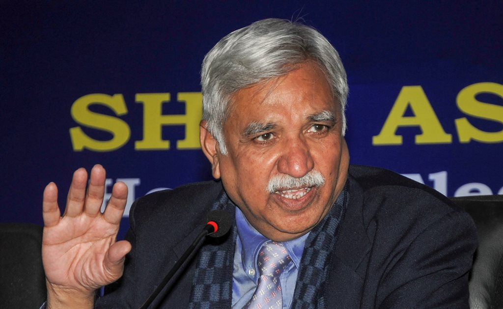 Ranchi: Chief Election Commissioner Sunil Arora after a review meeting with Jharkhand police officers and deputy commissioners to review the preparations for the upcoming Lok Sabha elections, in Ranchi, Wednesday, Jan. 30, 2019. (PTI Photo)(PTI1_30_2019_000125B)
