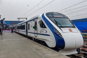 New Delhi: Vande Bharat Express, India's first semi-high speed train, at New Delhi Railway Station, Friday, Feb.15, 2019. The train will run between Delhi-Varanasi. (PTI Photo/Kamal Singh) (PTI2_15_2019_000063B)