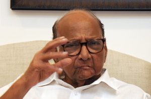 Mumbai: NCP President Sharad Pawar gestures as he speaks during an exclusive interview with PTI, at his residence in Mumbai, Saturday, March 16, 2019. (PTI Photo) (Story No. BMM1) (PTI3_16_2019_000097B)