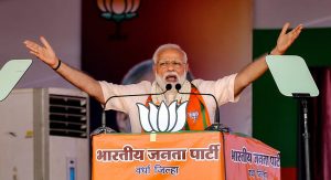 Wardha: Prime Minister Narendra Modi gestures as he speaks during an election rally, ahead of the Lok Sabha polls, in Wardha, Monday, April 01, 2019. (PTI Photo)(PTI4_1_2019_000071B)