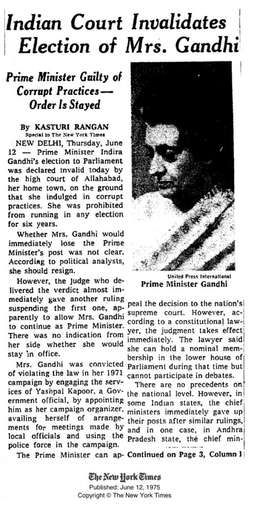 Indira Gandhi News NYT