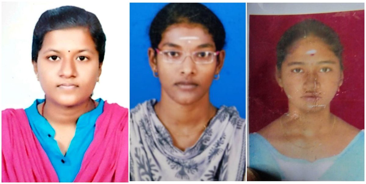 नीट का रिजल्ट आने के बाद आत्महत्या करने वालीं तमिलनाडु की एम. मोनिशा, एस. रिधुश्री और एन. वैशिया (बाएं से दाएं). (फोटो साभार: ट्विटर)