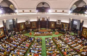 New Delhi: Prime Minister Narendra Modi addresses at the NDA parliamentary board meeting at the Central Hall in Parliament House, New Delhi, Saturday, May 25, 2019. (PTI Photo/Manvender Vashist) (PTI5_25_2019_000195B)