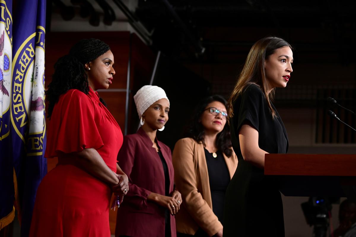 U.S. Reps Ayanna Pressley (D-MA), Ilhan Omar (D-MN), Rashida Tlaib (D-MI) and Alexandria Ocasio-Cortez (D-NY) hold a news conference after Democrats in the U.S. Congress moved to formally condemn President Donald Trump's attacks on the four minority congresswomen on Capitol Hill in Washington, U.S., July 15, 2019. REUTERS/Erin Scott