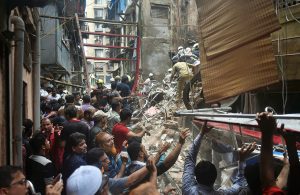 Mumbai: Rescue and relief works underway after the collapse of the four-storey Kesarbai building at Dongri in Mumbai, Tuesday, July 16, 2019. Around 40 to 50 occupants of the building are feared trapped under the debris as per a BMC official. (PTI Photo/Mitesh Bhuvad) (PTI7_16_2019_000056B)