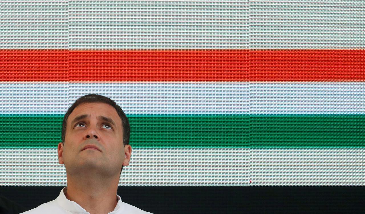 Rahul Gandhi, President of India's main opposition Congress party, looks up before releasing his party's election manifesto for the April/May general election in New Delhi, India, April 2, 2019. REUTERS/Adnan Abidi/File Photo