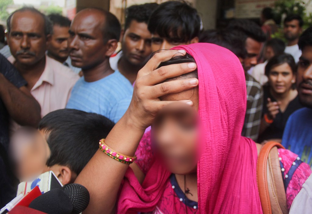 Lucknow: A relative of the Unnao rape survivor talks to the media outside KGMC Hospital where she is being treated, in Lucknow, Monday, July 29, 2019. The rape survivor got injured in a road accident near Raebareli, Sunday. (PTI Photo) (PTI7_29_2019_000224B)