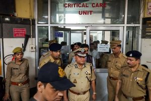 Lucknow: UP Director General of Police (DGP) OP Singh comes out of the KGMC Hospital after visiting the Unnao rape survivor, in Lucknow, Monday, July 29, 2019. The rape survivor got injured in a road accident near Raebareli, Sunday. (PTI Photo) (PTI7_29_2019_000226B)